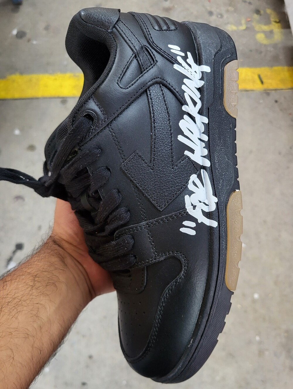 Off-White Black Low-Top Sneaker with White Script